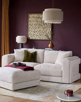 Lynetta natural weave 3 seater sofa with footstool