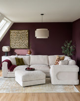 Lynetta natural weave small corner sofa with footstool