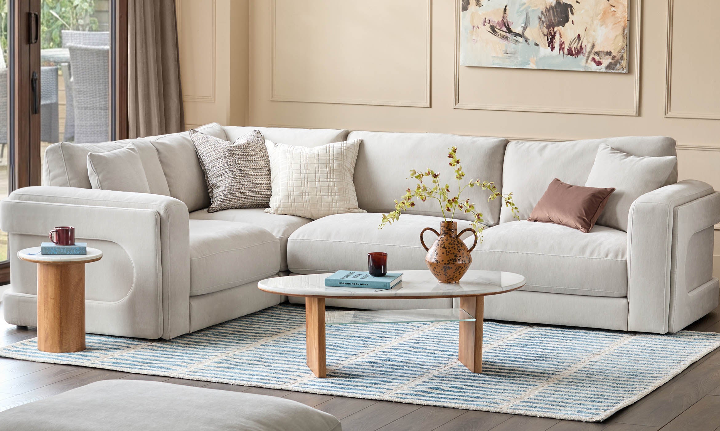 Lynetta natural grey chenille sofa module