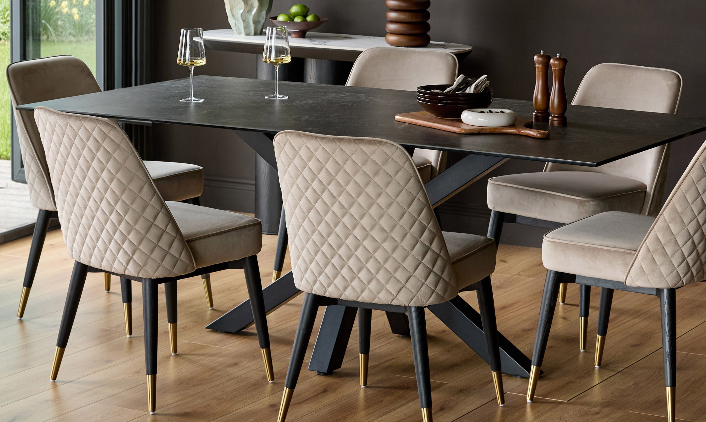 Mae Champagne Velvet Dining Chair