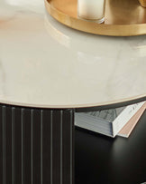 Malachy Coffee Table White Ceramic with Black Wood