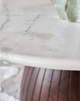 Malin white marble top dark wood coffee table