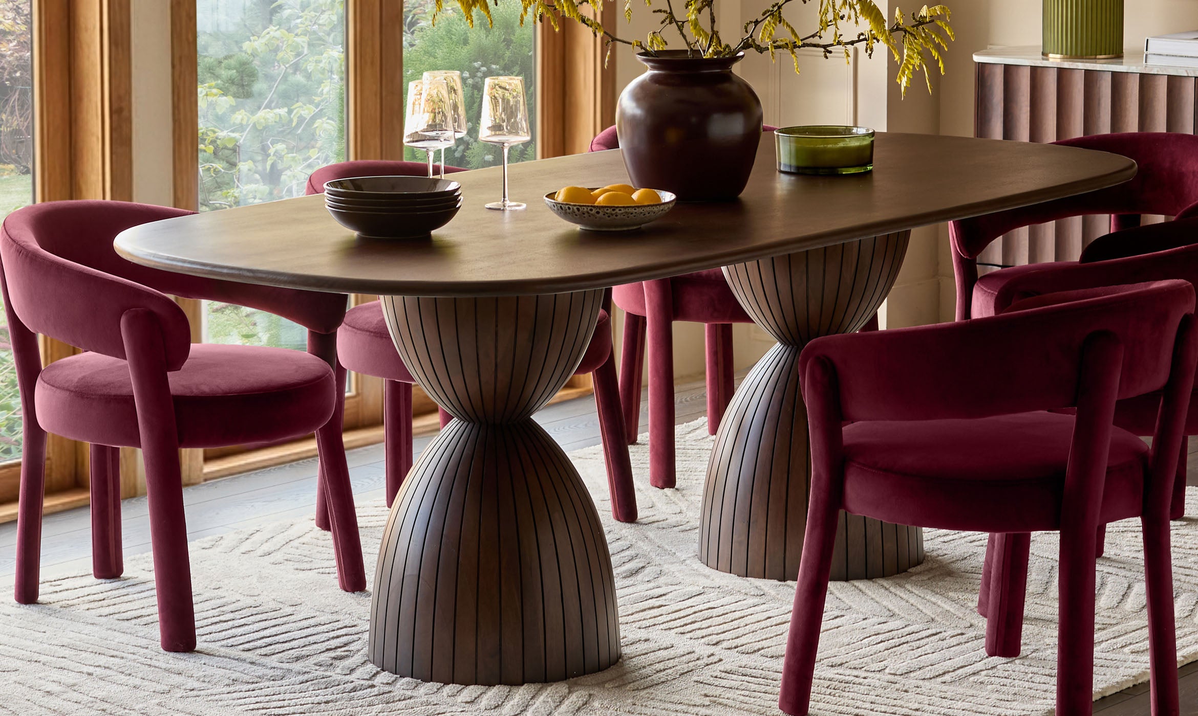 Malin dark wood 8 seater dining table