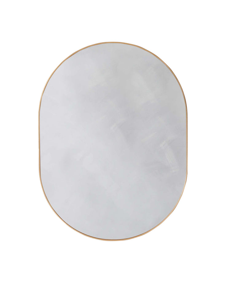 Round marble top coffee table with a thin metallic gold rim.