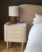 Manhattan natural ceramic 2 drawer bedside table
