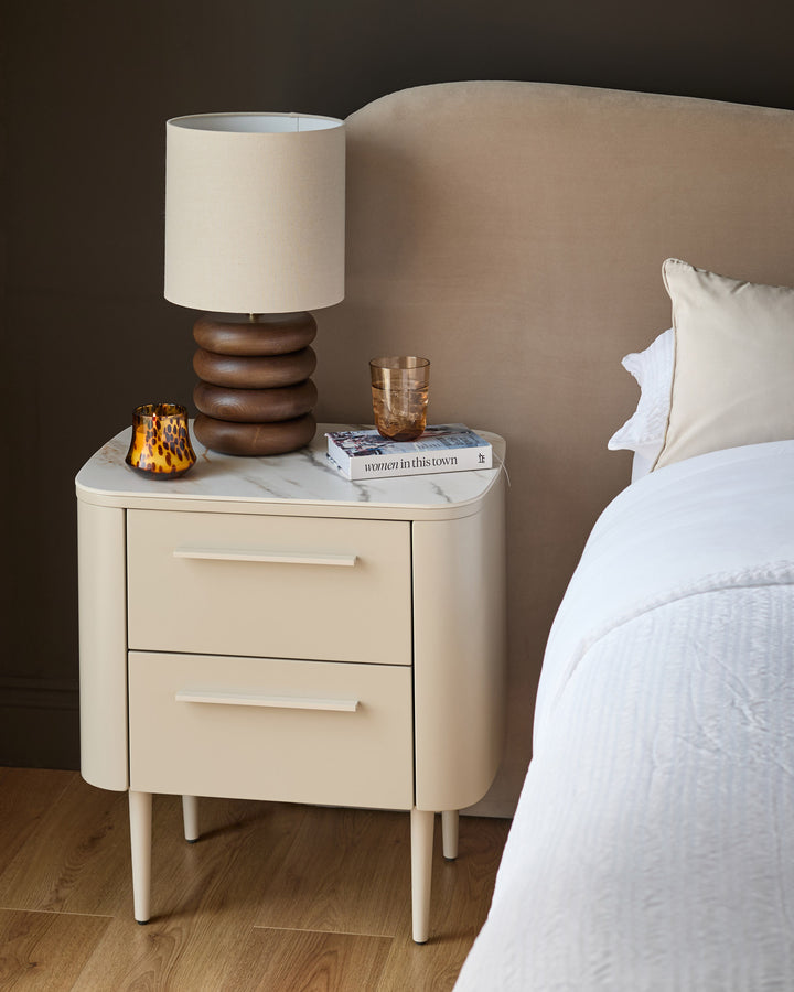 Manhattan natural ceramic 2 drawer bedside table