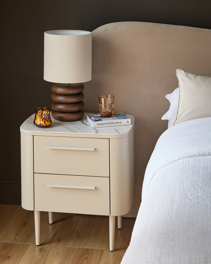 Manhattan natural ceramic 2 drawer bedside table