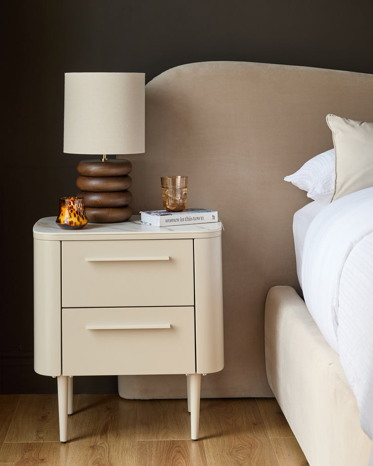Manhattan natural ceramic 2 drawer bedside table