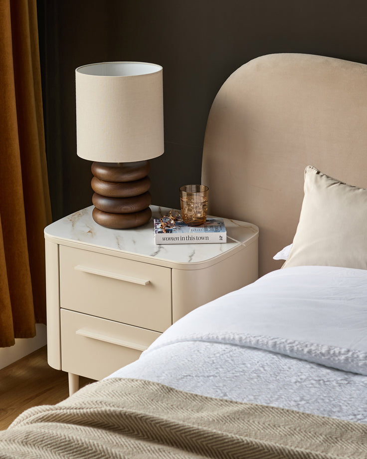 Manhattan natural ceramic 2 drawer bedside table
