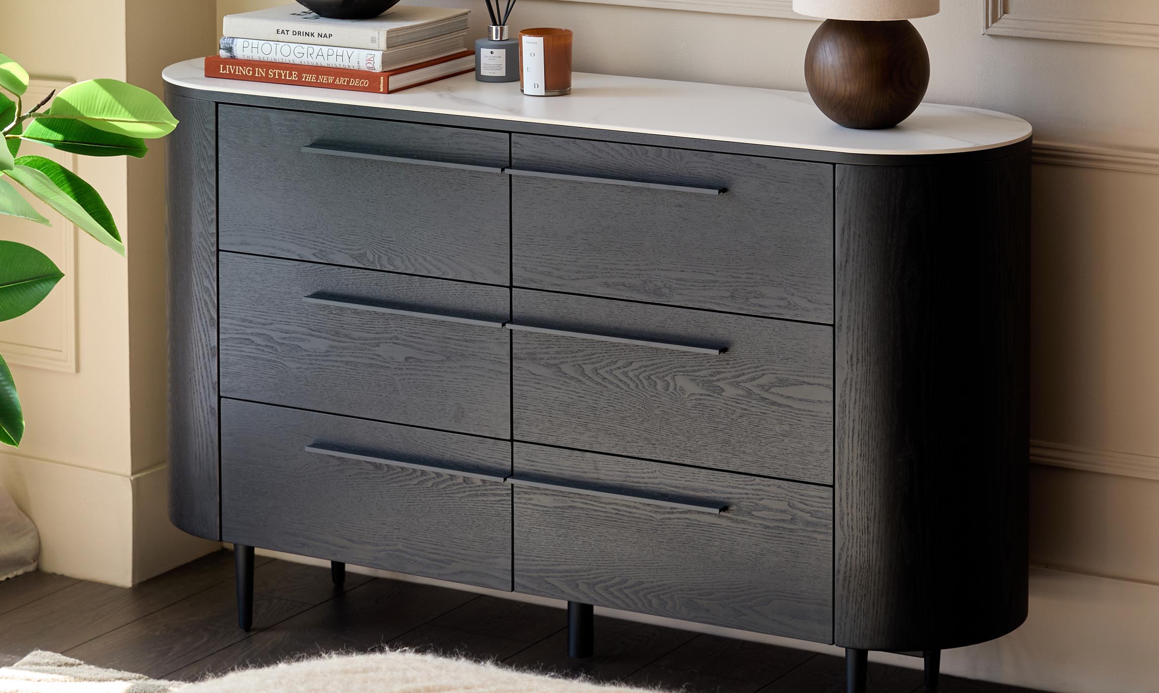 Manhattan white ceramic chest of drawers