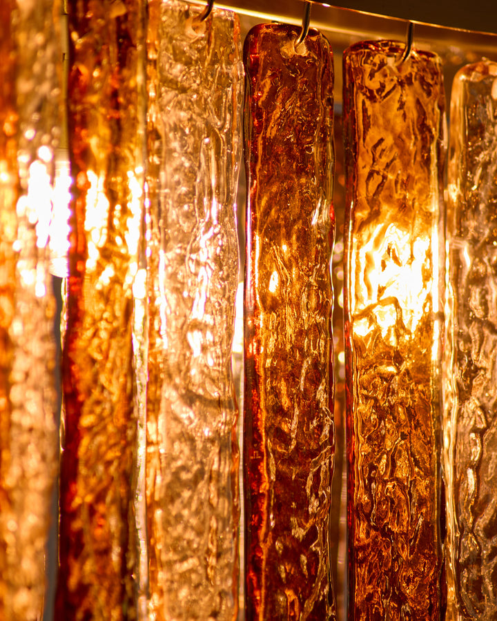 Mar caramel and champagne glass 9 bulb chandelier light
