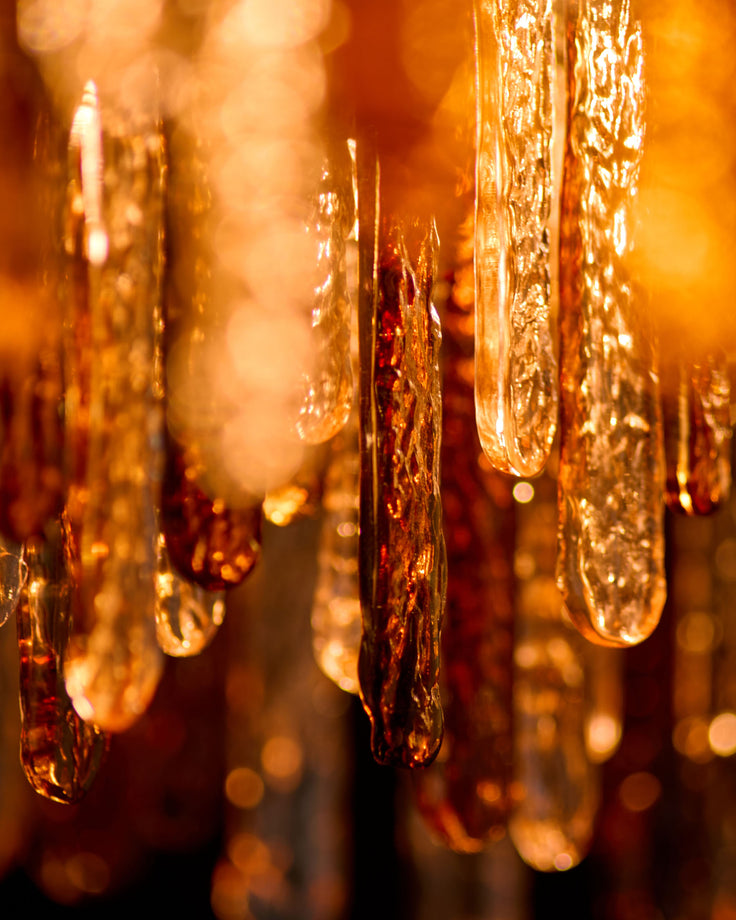 Mar caramel and champagne glass 9 bulb chandelier light
