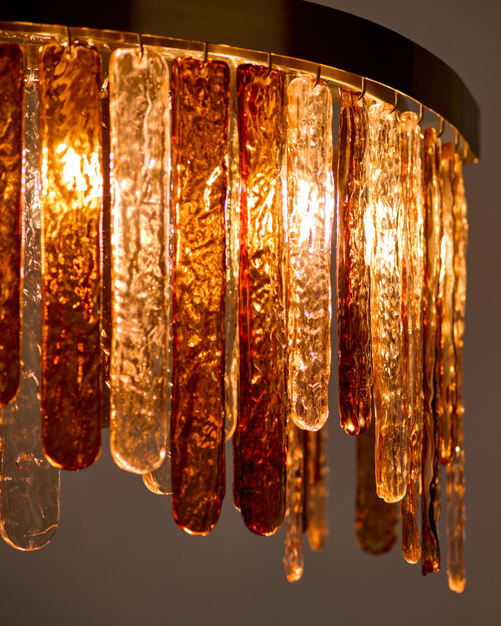 Mar caramel and champagne glass 9 bulb chandelier light