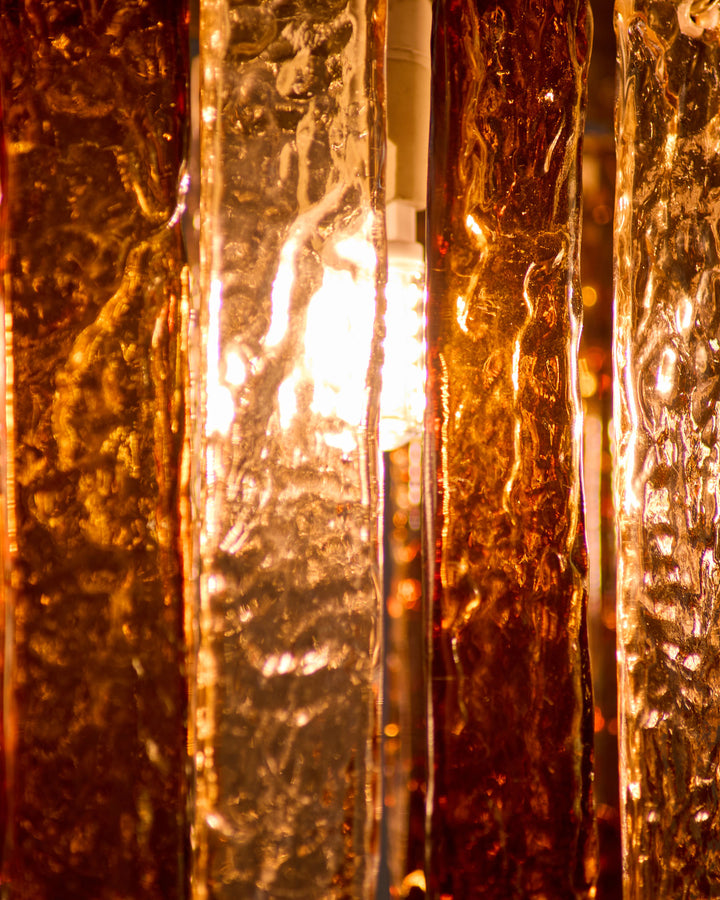 Mar caramel and champagne glass 9 bulb chandelier light