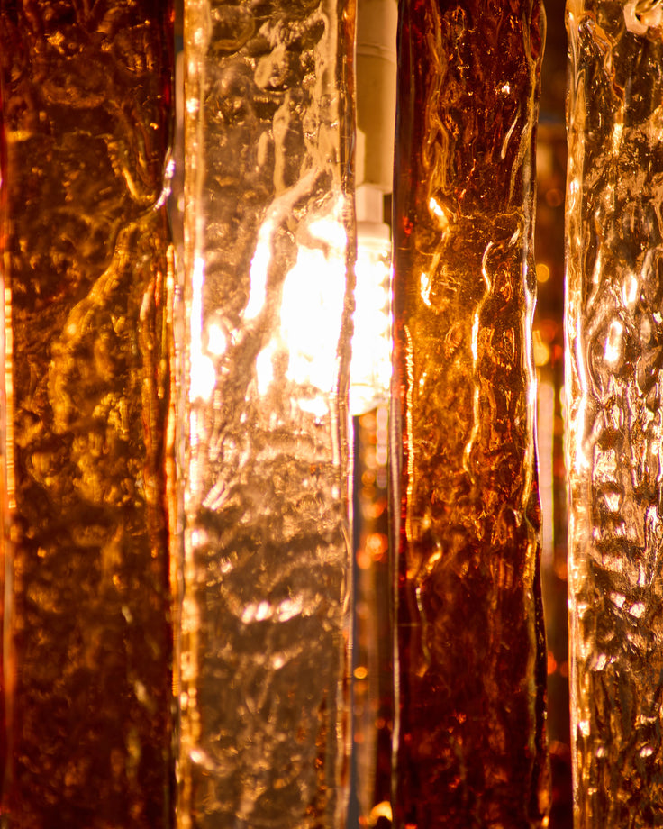 Mar caramel and champagne glass 9 bulb chandelier light