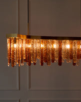 Mar caramel and champagne glass 9 bulb chandelier light
