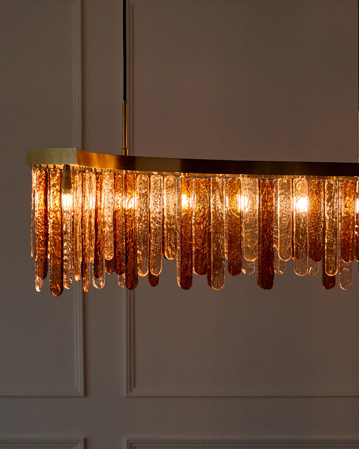 Mar caramel and champagne glass 9 bulb chandelier light