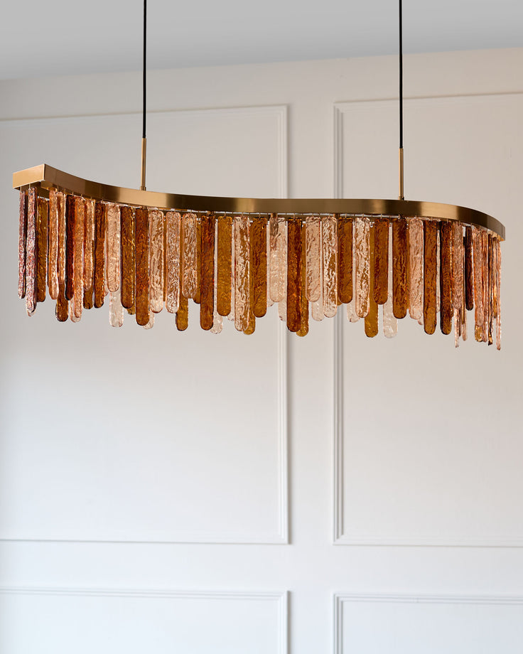 Mar caramel and champagne glass 9 bulb chandelier light