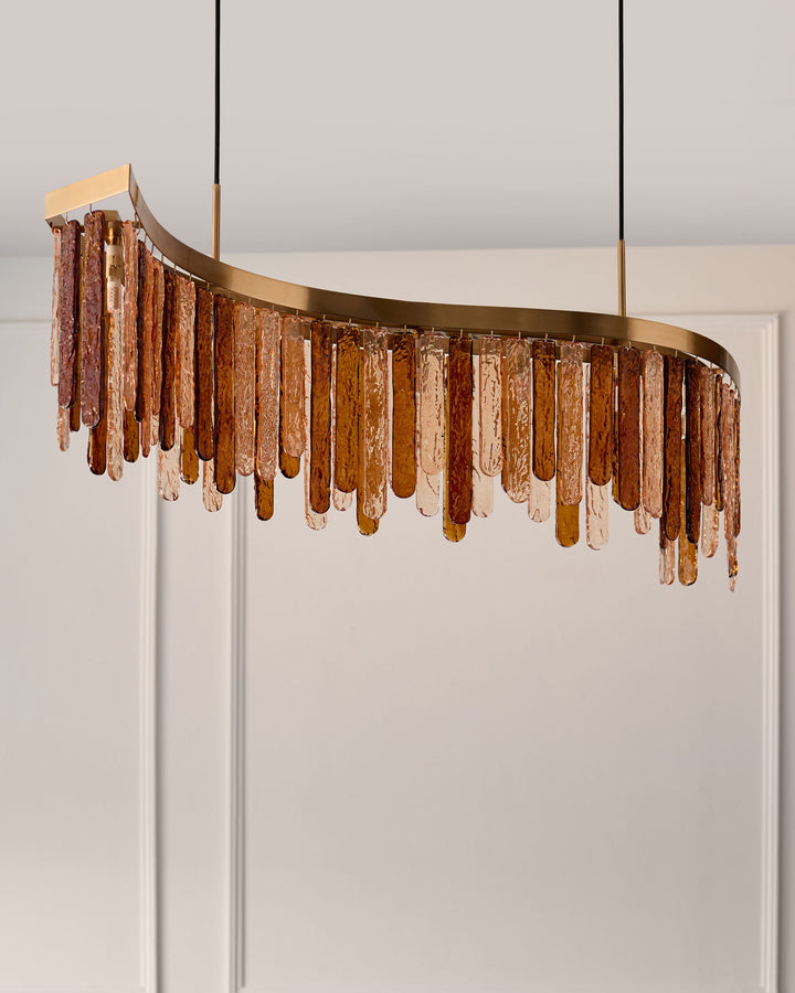 Mar caramel and champagne glass 9 bulb chandelier light