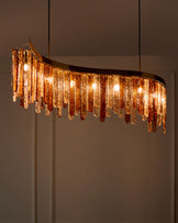 Mar caramel and champagne glass 9 bulb chandelier light