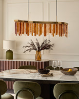 Mar caramel and champagne glass 9 bulb chandelier light