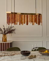 Mar caramel and champagne glass 9 bulb chandelier light