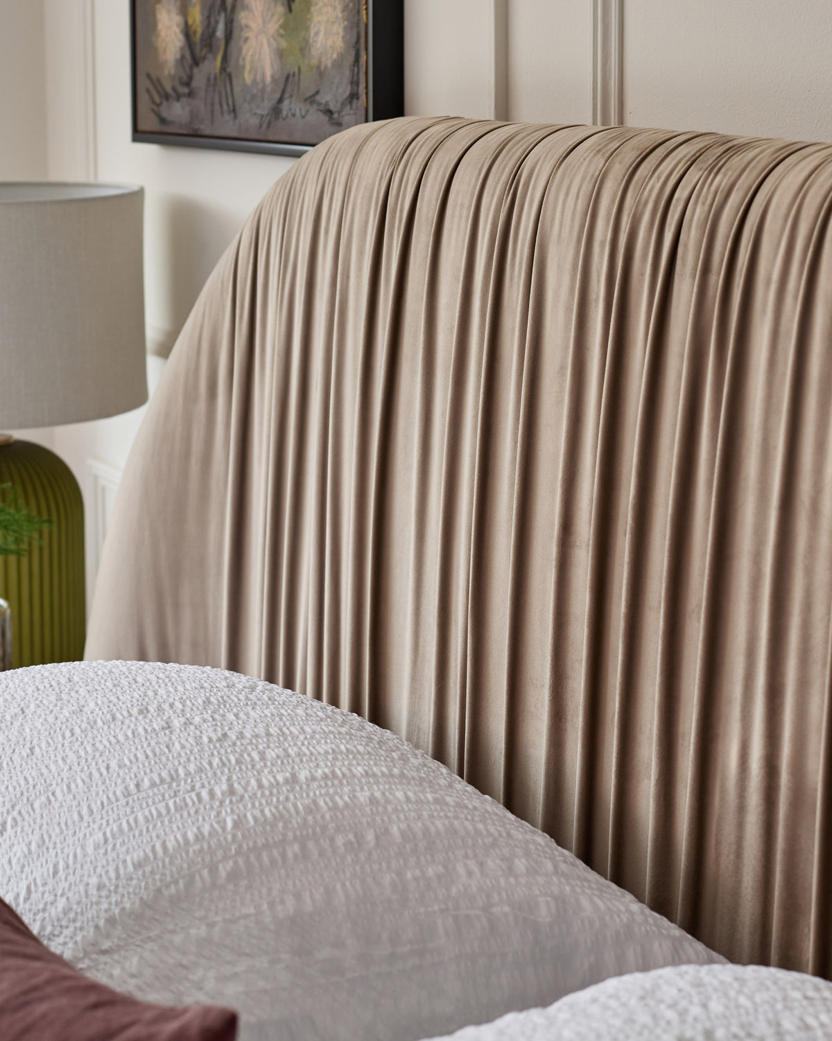 Marley champagne velvet king size ottoman storage bed