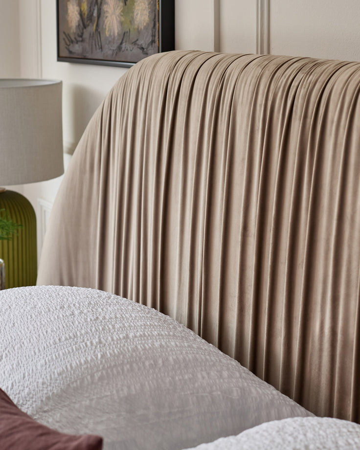 Marley champagne velvet king size ottoman storage bed