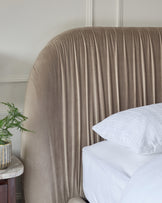 Marley champagne velvet king size ottoman storage bed