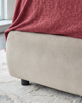 Marley champagne velvet king size ottoman storage bed