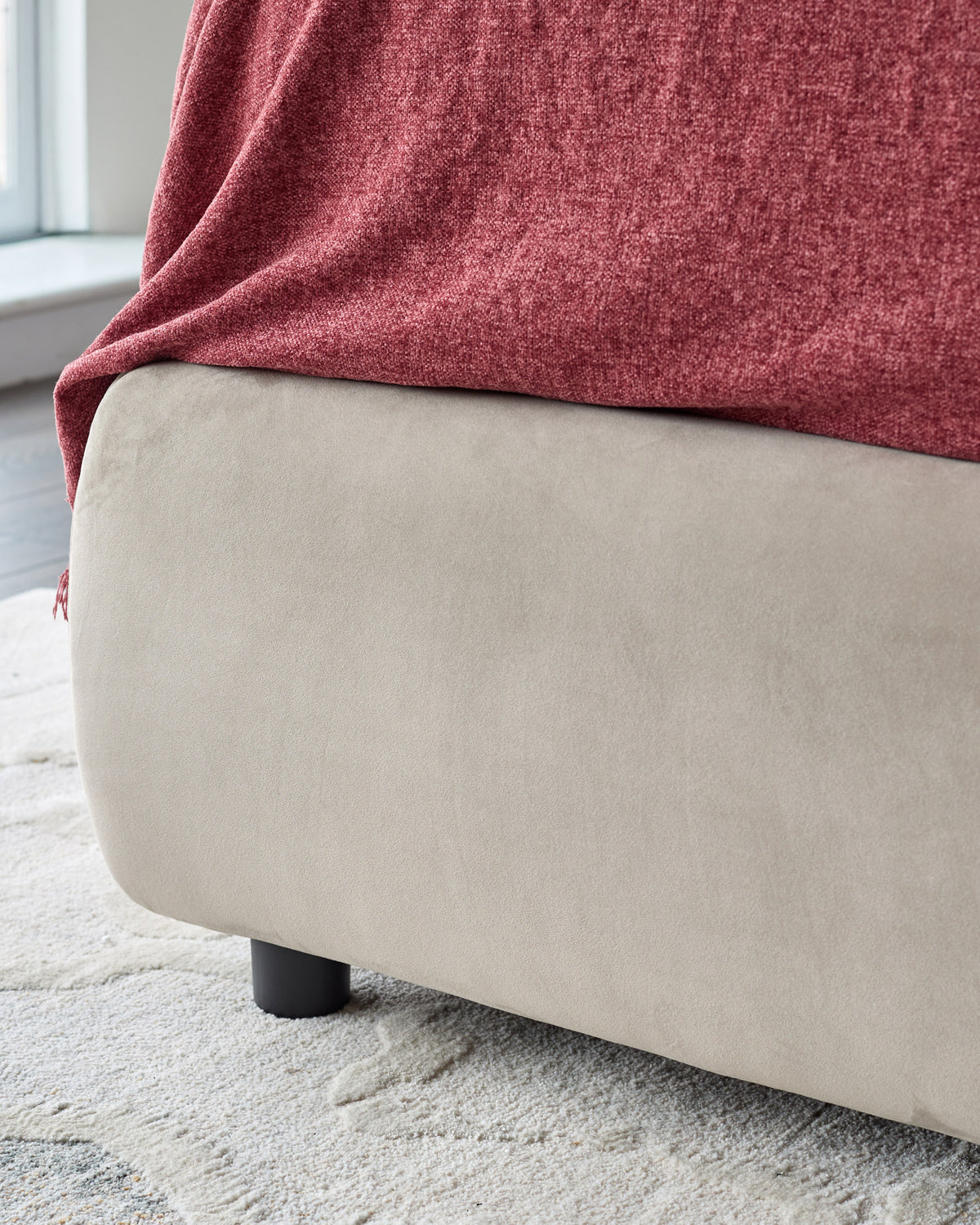 Marley champagne velvet king size ottoman storage bed