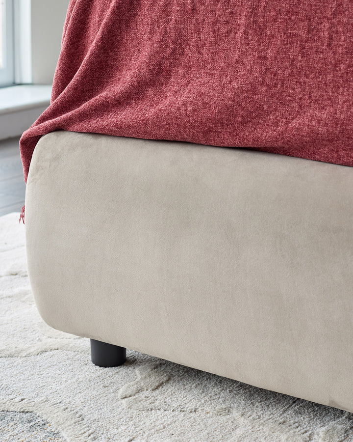 Marley champagne velvet king size ottoman storage bed