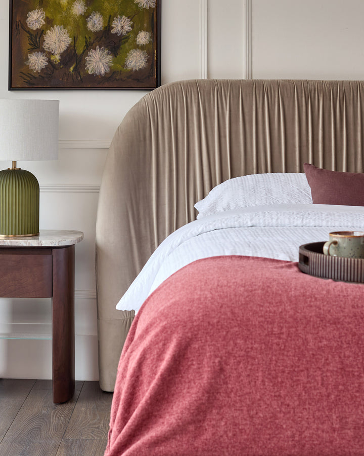 Marley champagne velvet king size ottoman storage bed