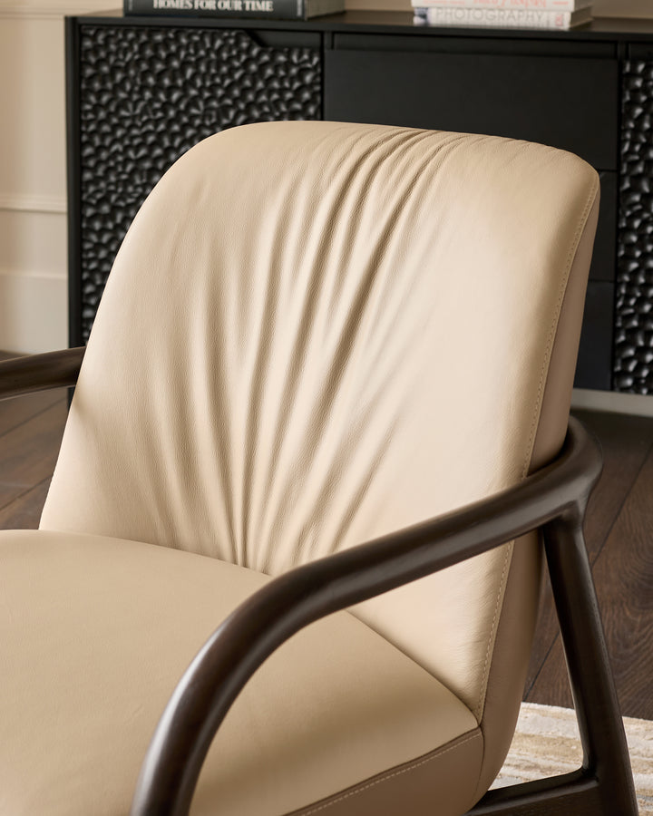 Marlon natural and mocha leather occasional chair