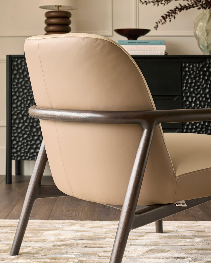 Marlon natural and mocha leather occasional chair