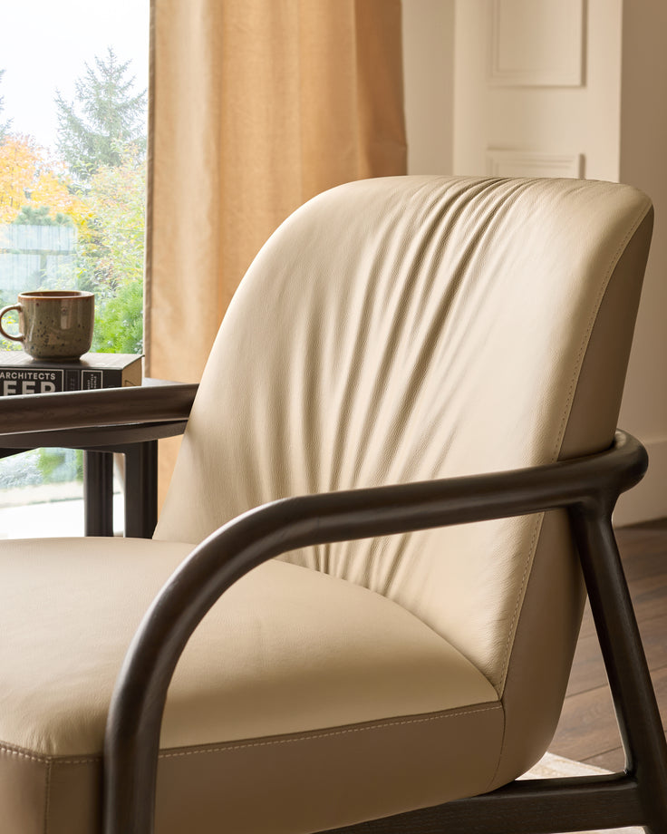 Marlon natural and mocha leather occasional chair