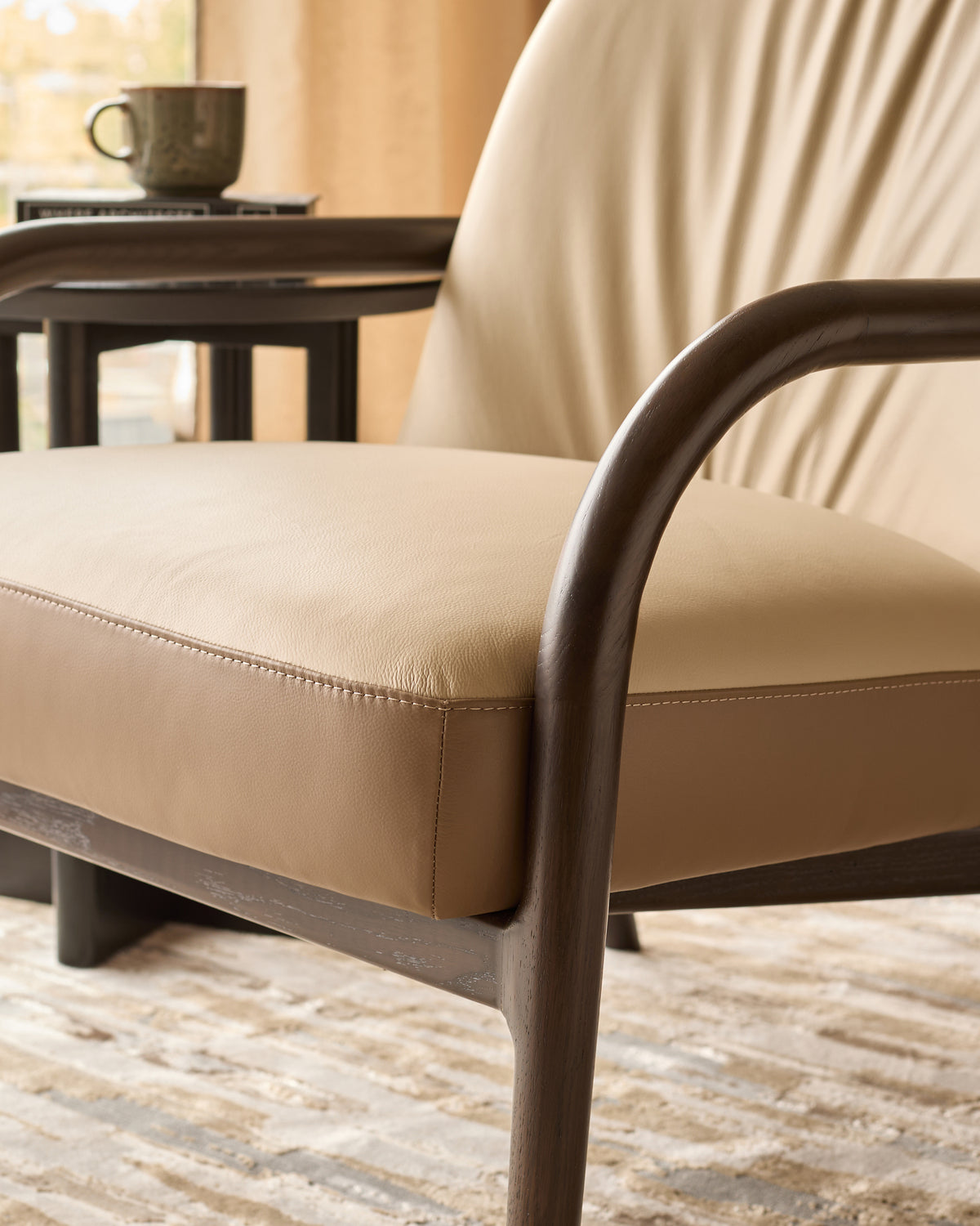 Marlon natural and mocha leather occasional chair