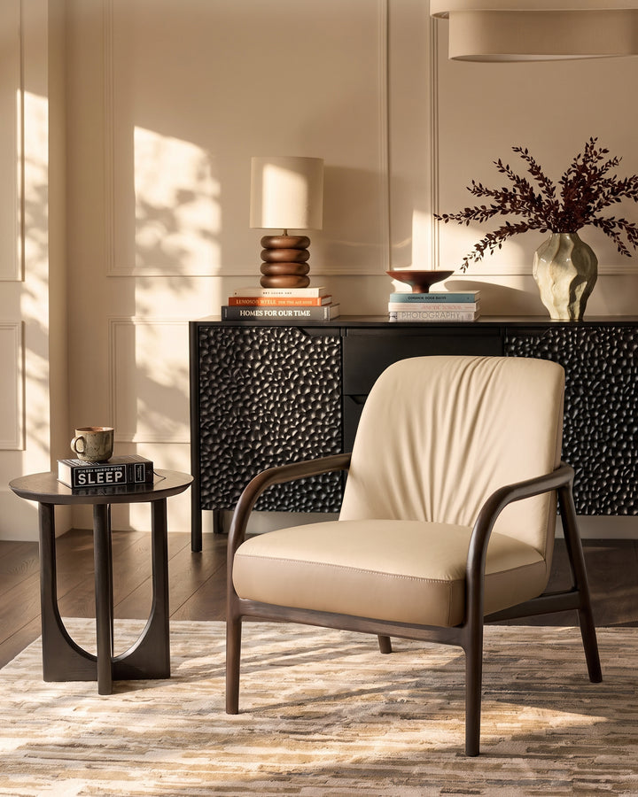 Marlon natural and mocha leather occasional chair