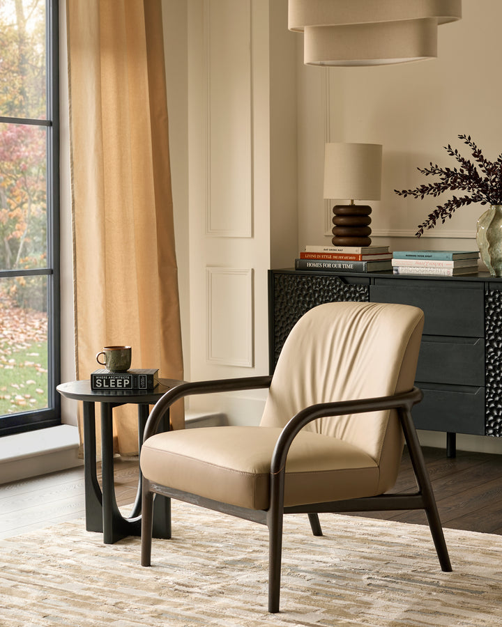 Marlon natural and mocha leather occasional chair