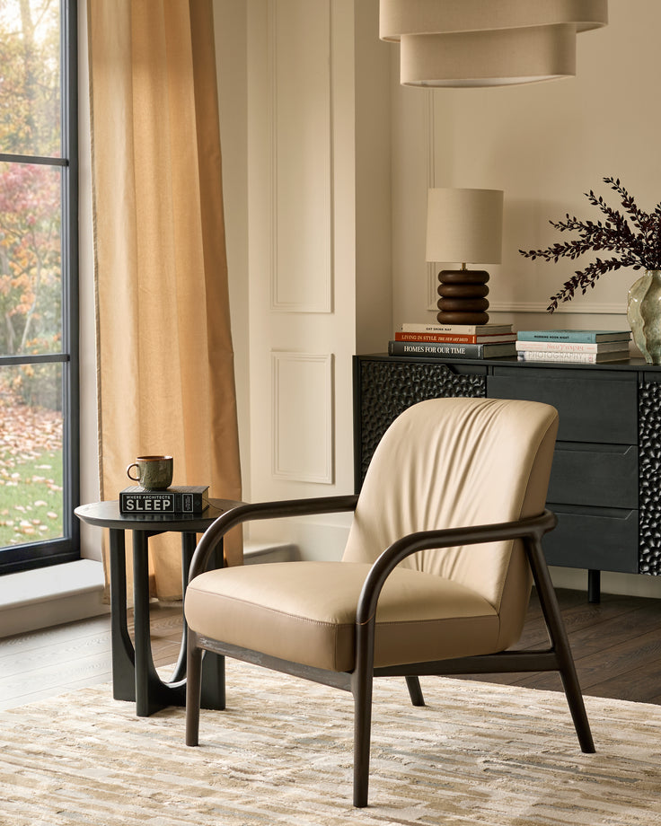 Marlon natural and mocha leather occasional chair