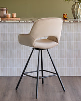 Marlow champagne velvet bar stool