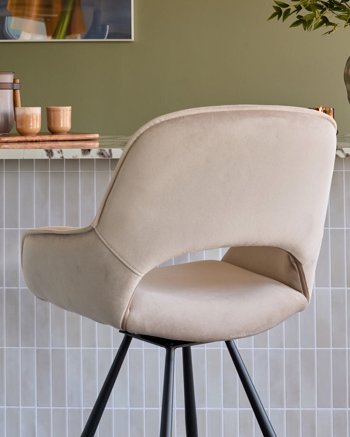 Marlow champagne velvet bar stool