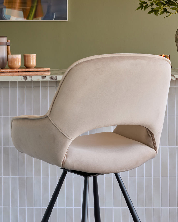 Marlow champagne velvet bar stool