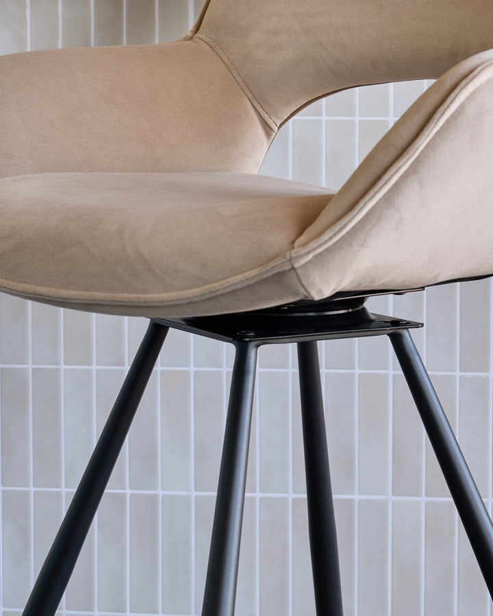 Marlow champagne velvet bar stool