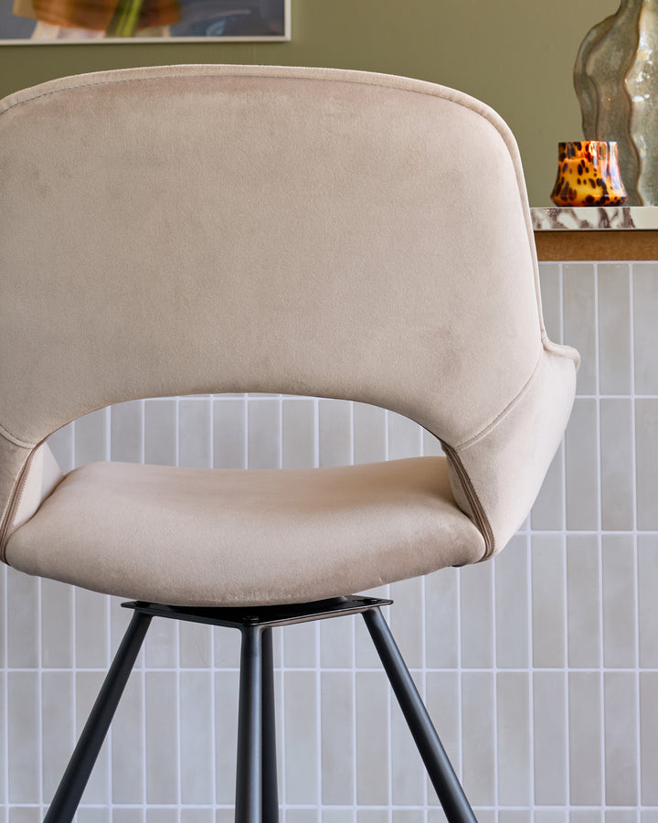 Marlow champagne velvet bar stool