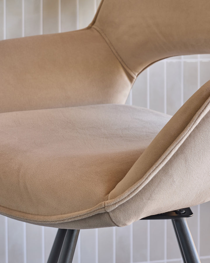Marlow champagne velvet bar stool