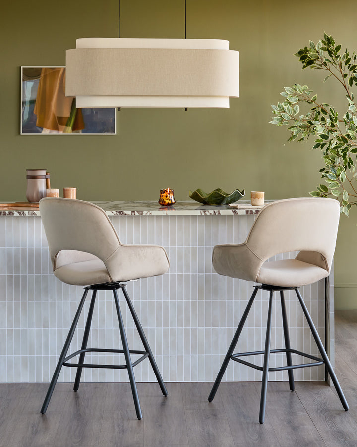 Marlow champagne velvet bar stool
