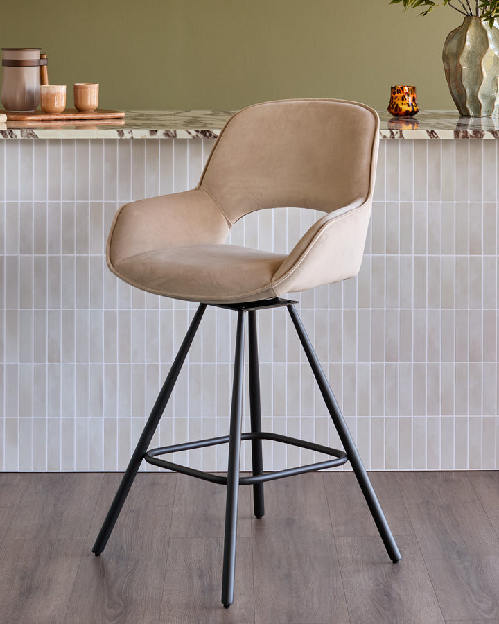 Marlow champagne velvet bar stool