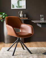 Marlow Tan Faux Leather Swivel Dining Armchair