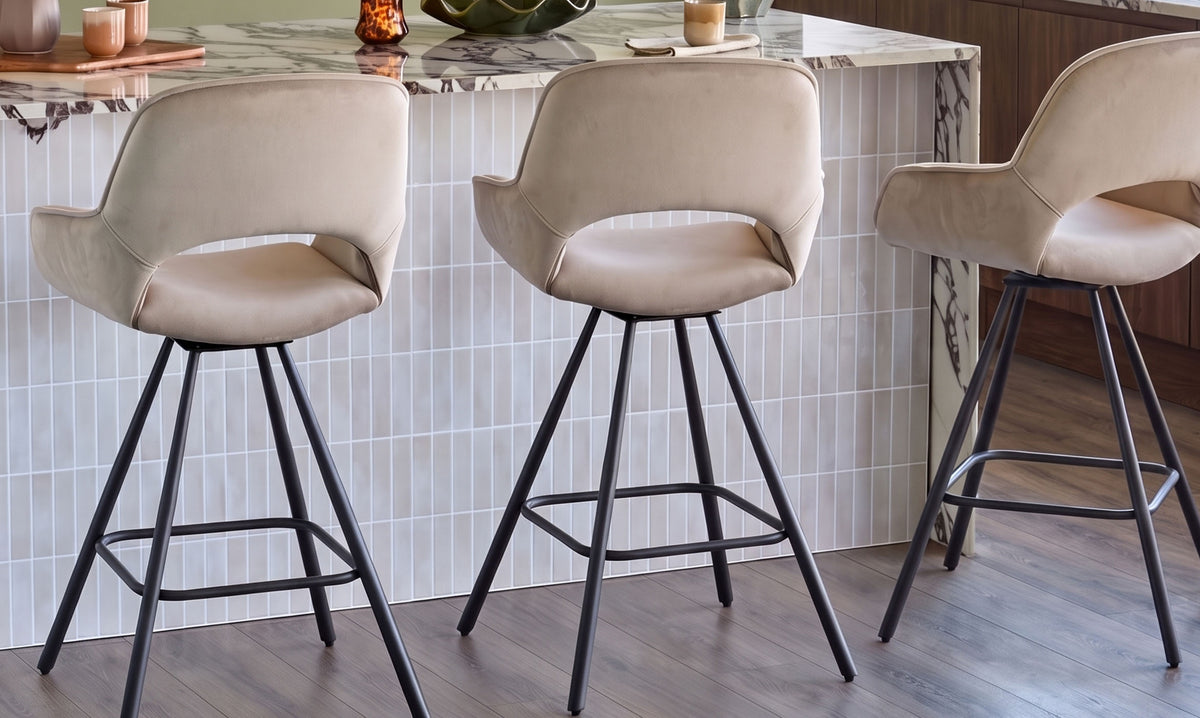 Marlow champagne velvet bar stool